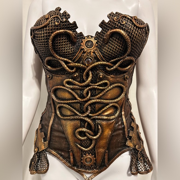 Organic Armor Other - Handmade Organic Armor Sz S Gold Bronze Snake Corset Medusa Steampunk Cosplay